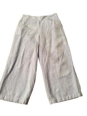 LOFT Women Blue Linen Blend Cropped Wide Leg Pants Size S
H1178